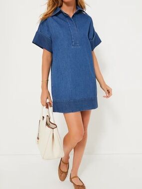 Tuckernuck NWT large Denim Trapunto Stitch Sofia Shirt Dress